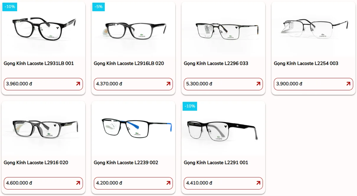 Gọng Kính Cận Nam Lacoste Chính Hãng Đáng Mua