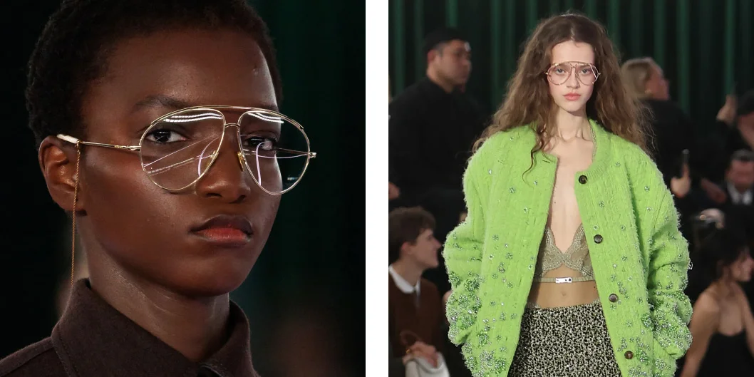 Kính Mắt phi công kim loại vàng Thu-Đông 2025 của Gucci