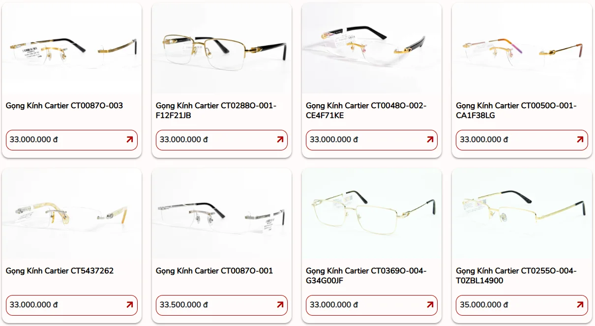 Gọng Kính Vàng - Gọng kính Cận Nam Cartier Chính Hãng Đáng Mua