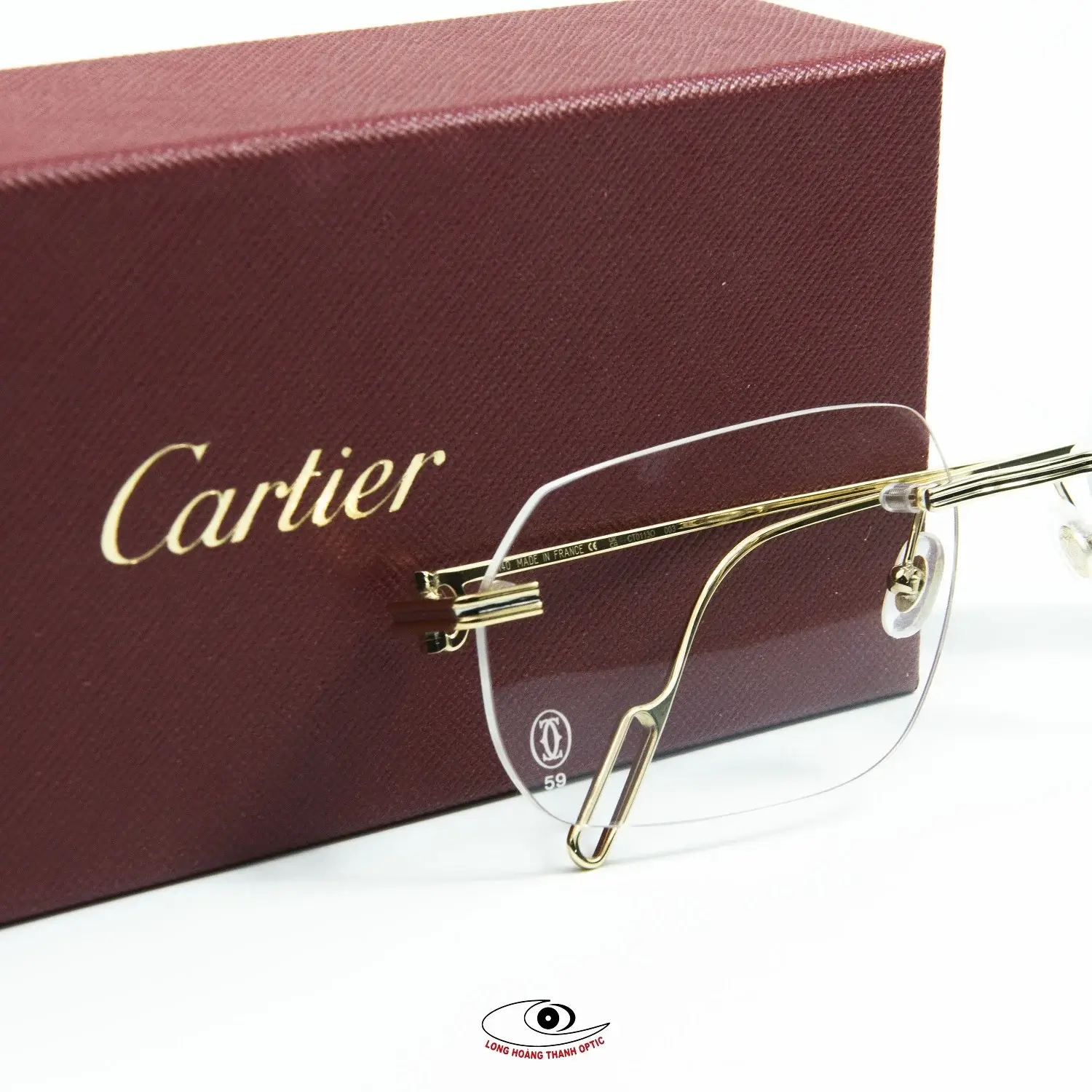 Địa chỉ mua Gọng Kính Cận Nam Nữ tại Huế, Đà Nẵng - Gọng kính mạ vàng Cartier CT0113O-003-G58H81LG