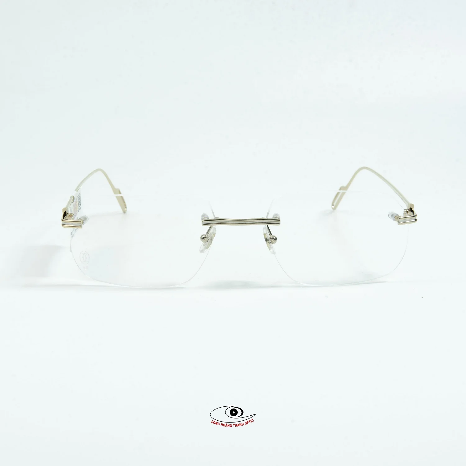 Gọng Kính Cận Nam, Nữ Cartier CT0113O-003-G58H81LG - Mẫu gọng kính không viền mạ vàng tại Huế, Đà Nẵng