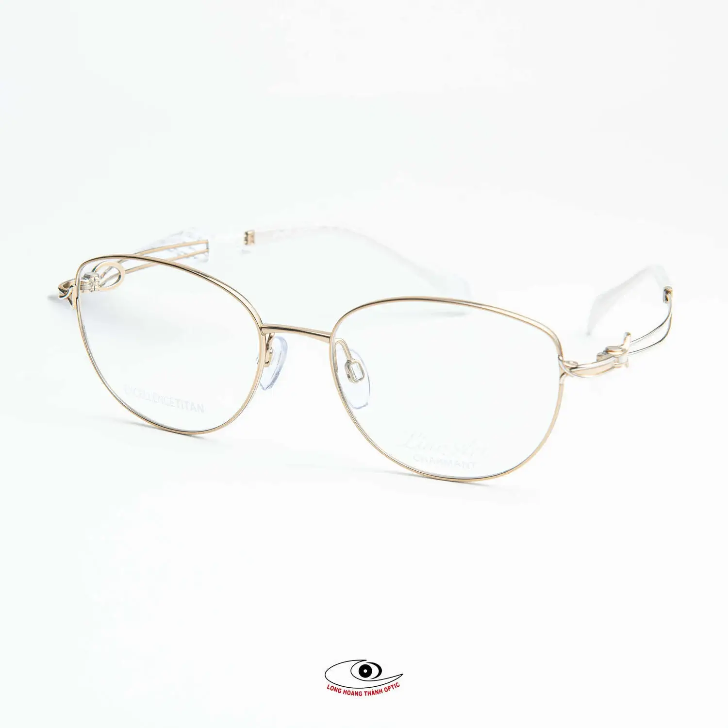 Gọng kính cận nữ dáng oval kết hợp mắt mèo từ Line Art Charmant - Mua ngay tại Long Hoàng Thành