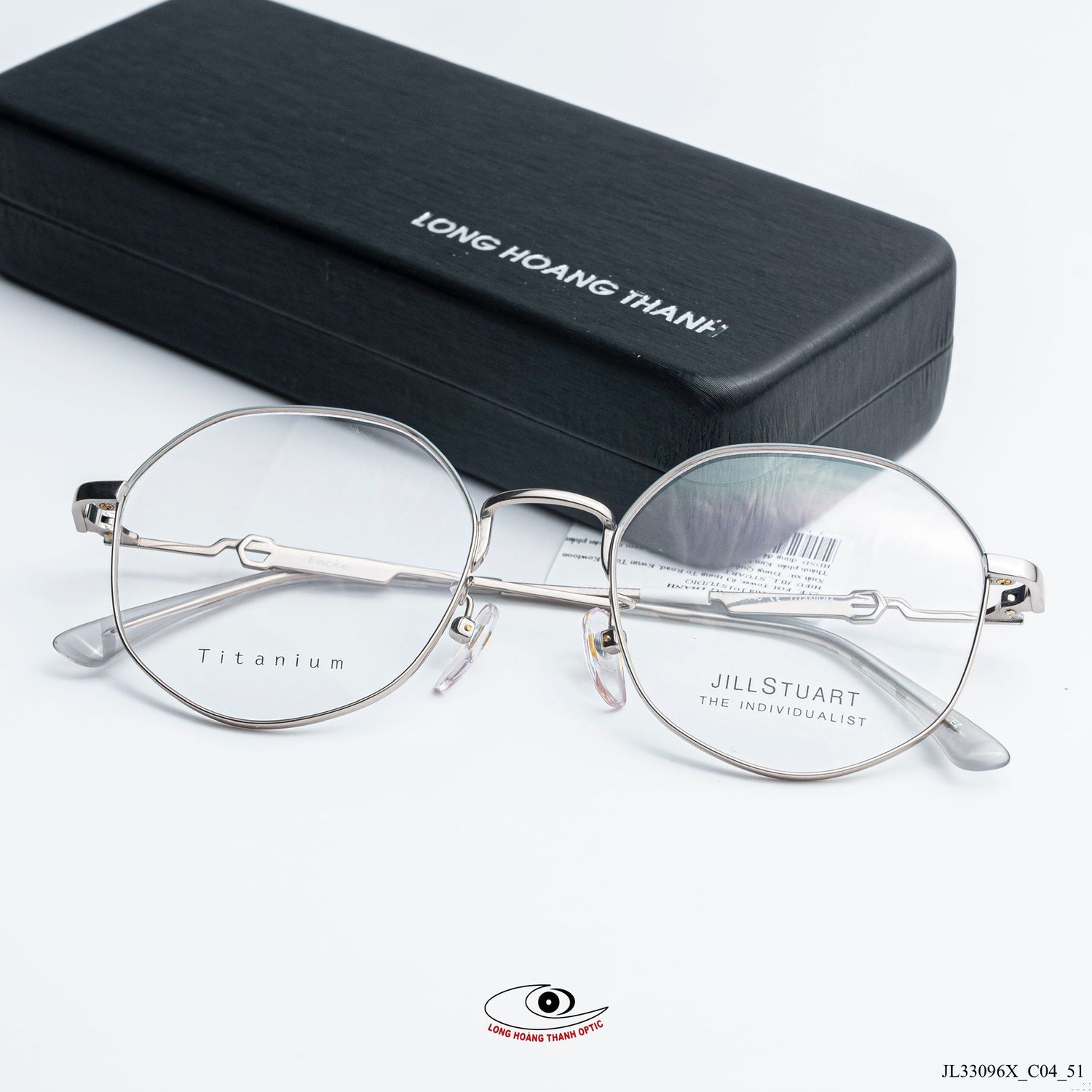 Gọng kính JILL STUART titanium dáng tròn, kiểu dáng thanh mảnh hiện đại