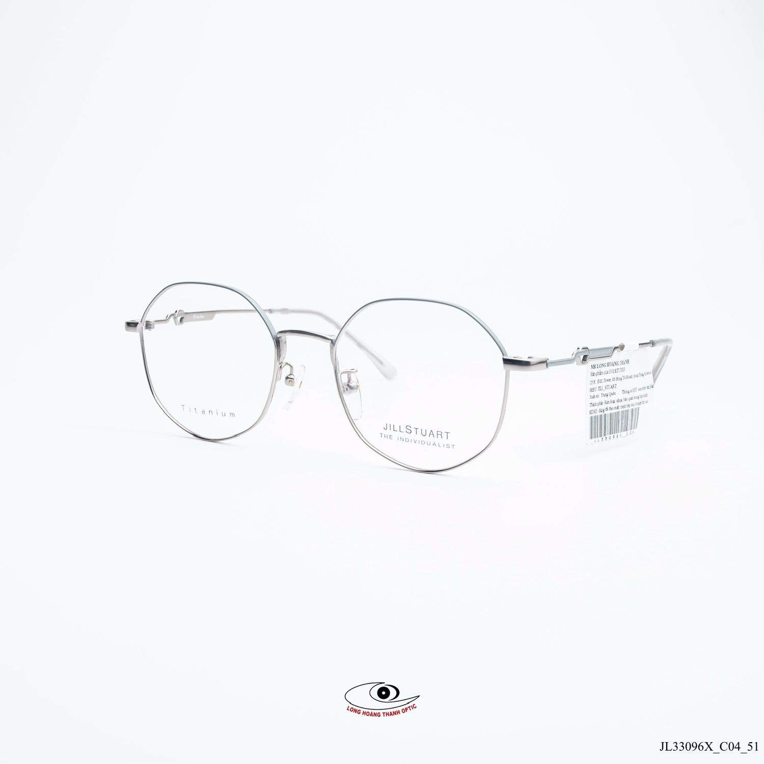 Gọng kính JILL STUART titanium dáng tròn, kiểu dáng thanh mảnh thời trang cao cấp