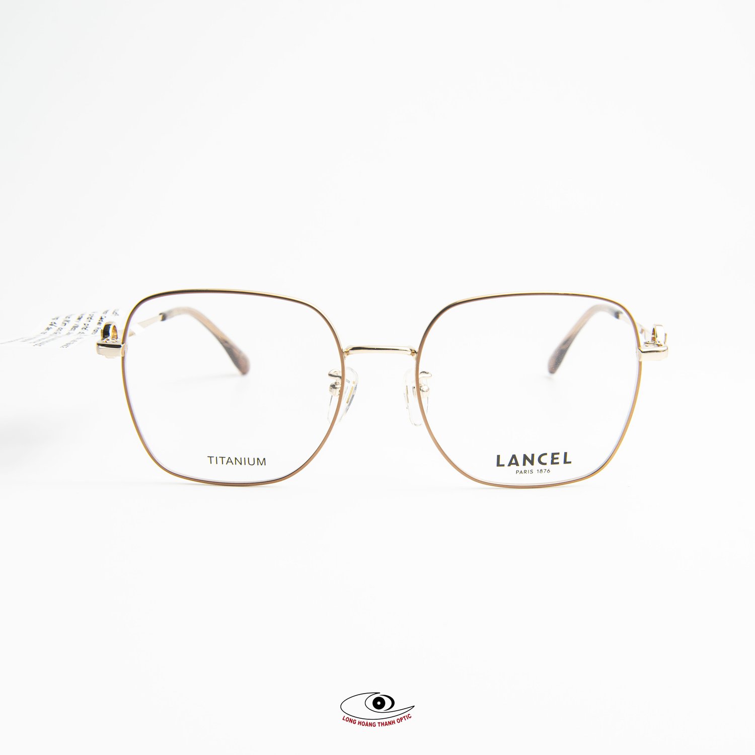 Gọng Kính Lancel LA93014 C01 - Browline vàng hồng titan, nhẹ nhàng và đẹp tinh tế.