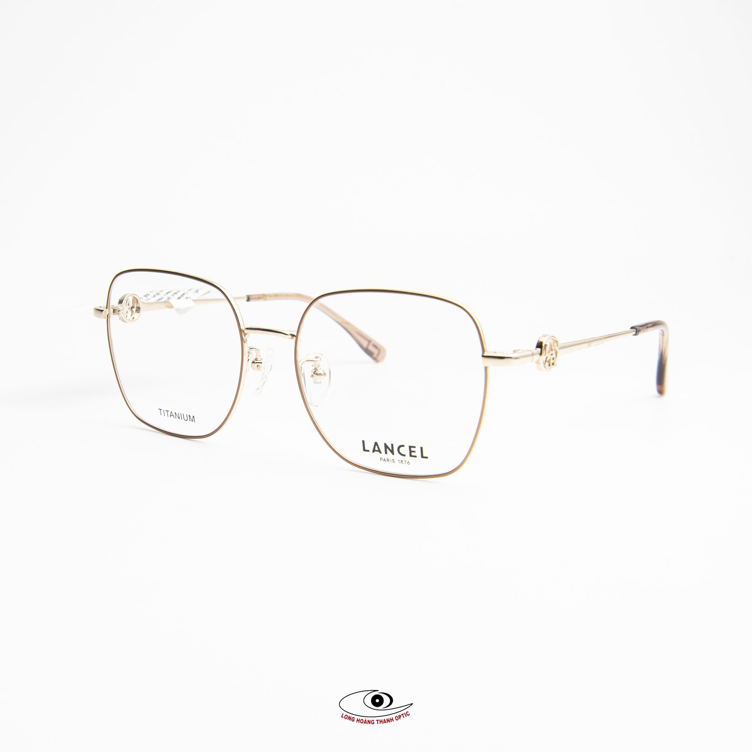 Gọng Kính Lancel LA93014 C01 - Titanium vàng hồng, thiết kế browline mang vẻ đẹp thanh lịch nhẹ nhàng.