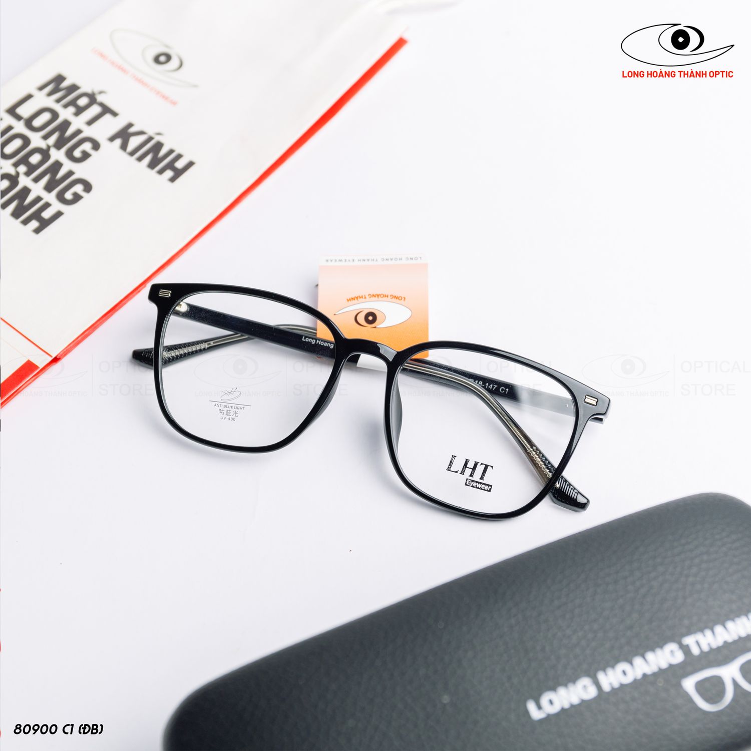 Gọng kính vuông bầu đen LHT Eyecare