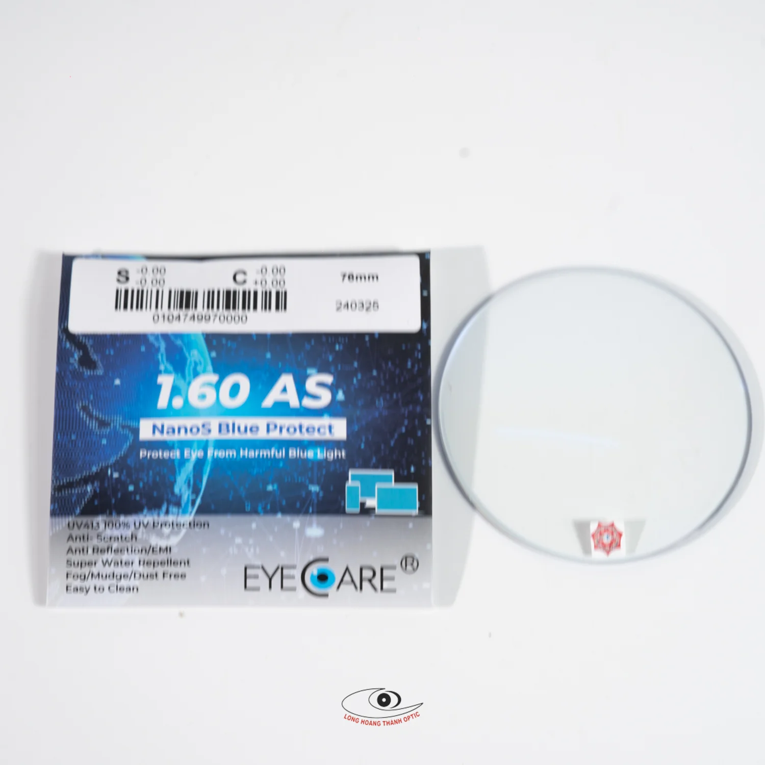 Địa chỉ mua tròng kính chính hãng 1.60 AS NANOS BLUE PROTECT By Eyecare giá tốt nhất tại Huế, Đà Nẵng