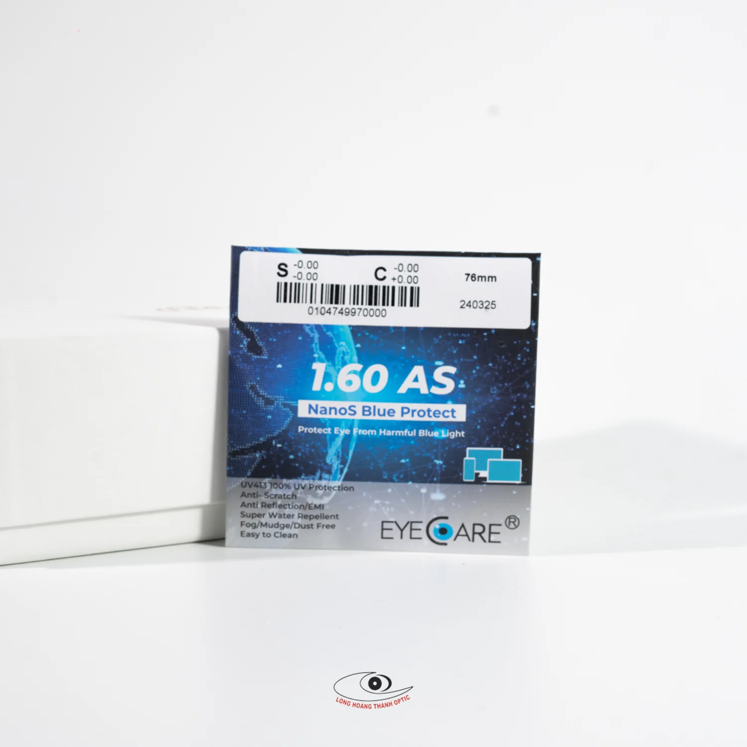 Tròng kính chính hãng 1.60 AS NANOS BLUE PROTECT By Eyecare tại Huế, Đà Nẵng