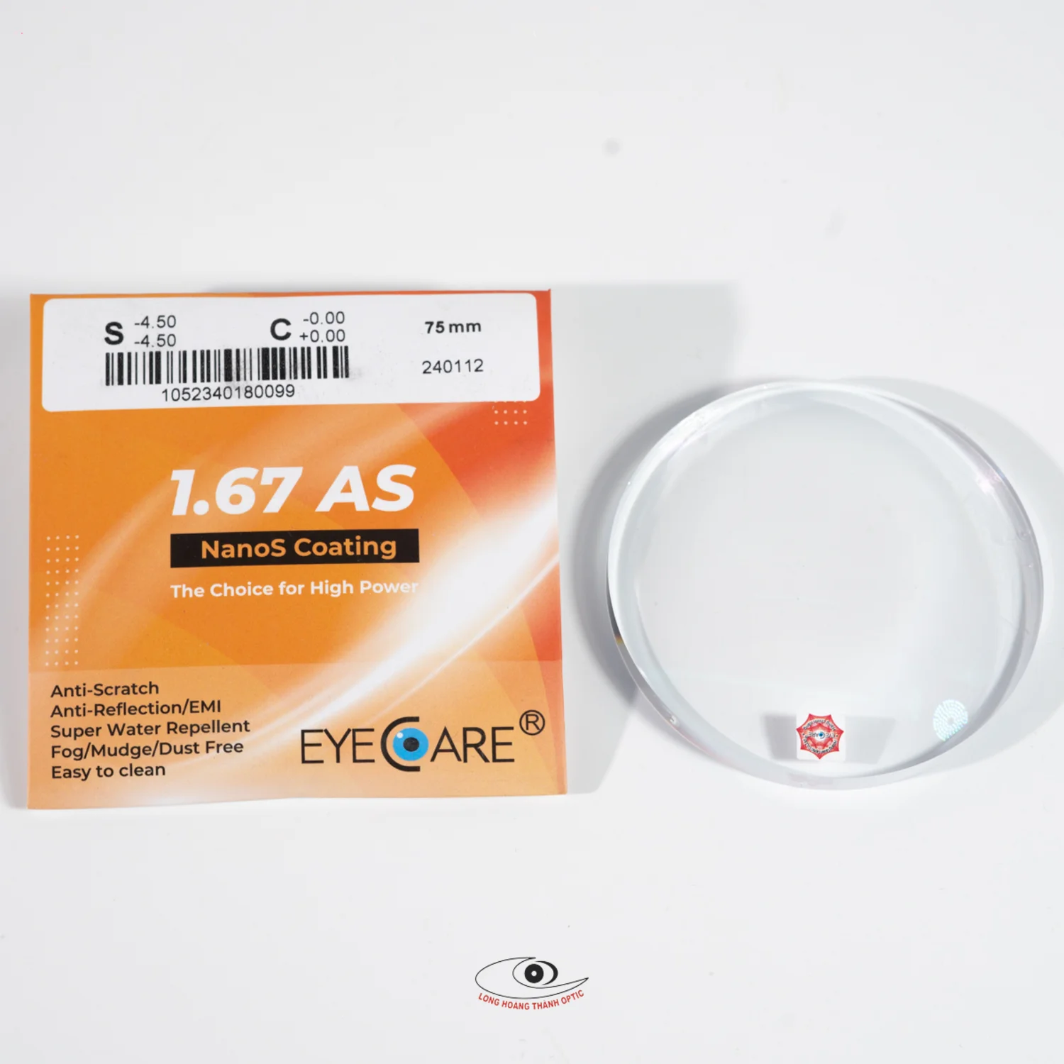 Tròng kính chính hãng đổi màu 1.67 AS NANOS COATING By Eyecare tại Huế, Đà Nẵng